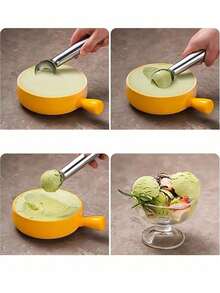 Stylish Gold & Silver Ice Cream Scoop Set - Premium Stainless Steel Ice Cream Scooper - Perfect Kitchen Gadget Gift For Ice Cream Lovers, Chefs, And Bakers - Multicolor - View 6