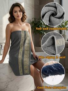 1pc/4pcs Set [2 Handkerchiefs + 1 Towel + 1 Bath Towel] | Cotton Material, Towel Set, Quick Drying, Soft Velvet, Gold Satin Jacquard Craft, Suitable For Bathroom, Gym, Outdoor, Travel, Spa, Holiday, Home Decor, Mother's Day Gift - Multicolor - View 6