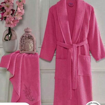 Bathrobe Women Fluffy, Bathrobe Men With Hood Terry Cloth Sauna Robe, Unisex, Sauna Robe Women With Long Belt S/M - L/XL