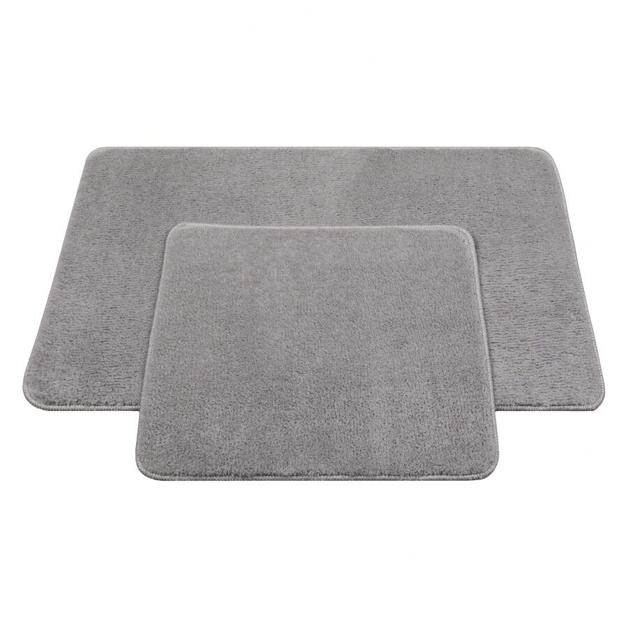 2-Piece Non-Slip Bathroom Rug Set – Soft 100% Polyester Mats With Dotted PVC Backing – Includes 50x80 Cm & 50x40 Cm Mats – Machine Washable, Durable & Quick-Drying – Ideal For Bathroom, Entryway, Kitchen, Indoor Use – Made In Turkey - Beige - View 1
