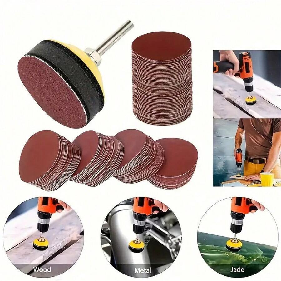 100张2英寸60-2000目砂纸，适用于铝合金、玻璃纤维、石材、塑料和其他需要研磨和抛光的有色金属表面。 - 彩色 - 查看 1