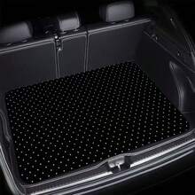 1 pieza Alfombra de baúl con estampado de lunares en blanco y negro - Forro de piso de poliéster duradero y práctico para viajes diarios, carga segura y elevación, alfombra de baúl de coche, accesorio interior de vehículo, regalo de Navidad - alfombrilla del maletero - Ver 3