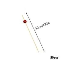 红珍珠竹签，竹制水果蛋糕签，开胃菜签，鸡尾酒签，适用于婚礼、生日、派对、毕业典礼、周年纪念日、晚宴、学校活动、圣诞节、万圣节、感恩节、新年等场合，厨房必备用具 - 紅色 - 查看 14