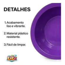 Set Of 10 Round Plastic Deep Plates For Meals - Purple - View 2