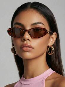SHEIN BAE 1 Pair Women's Cat Eye Small Frame Glasses, With Retro Style Decorated Temples, Versatile Fashion, Elegant And High-End - Multicolor - View 4