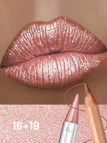 Pudaier Long Lasting Matte Lip Liner & Shimmering Metallic Lipstick Set Lip Combo- Perfect For Defining Contours & Creating Luurious Looks- Ideal Valentine's Day Gift For Women - 16+19 - View 4
