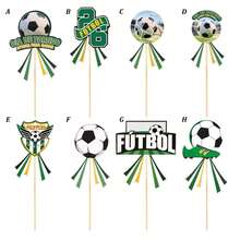 6 pièces/24 pièces Décorations de gâteau thème football, décorations de cupcakes en forme de football, ensemble de décorations de gâteau d'anniversaire thème sportif - multicolore - Voir 7