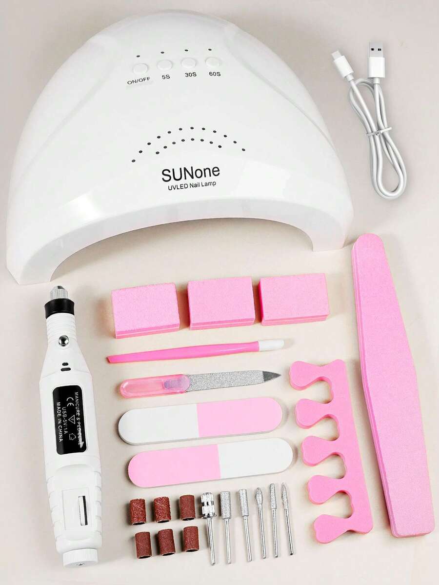 LIMEGIRL Manicure Set, Includes UV LED Nail Lamp And Electric Nail Drill, With Nail File And Buffer Block, Suitable For Salon And Home DIY Nails, Best Gift For Women - Multicolor - View 1