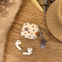 INS Korean Style Splatter Paint Plaid Star Earphone Case Compatible With AirPods 4, Pro 3, New Pro 2, 3, Cute Protective Cover Compatible With Apple 2 - Apricot - View 3