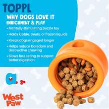 WEST PAW Zogoflex Toppl Interactive Treat Dispensing Puzzle Dog Toy For Mental Stimulation & Enrichment-Holds Kibble & Treats-Lickable, Freezable & Dishwasher -Made In USA-XL-Sunflower Yellow - 樞機主教 - 查看 2