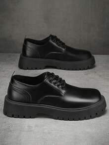 男士黑色正装商务休闲皮鞋，百搭时尚正装鞋，适合工作、婚礼等场合，系带乐福鞋，春秋季款 - 黑色 - 查看 6
