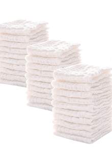 Oaoleer 30PCS Baby Washcloths And Burp Cloths, Absorbent Cotton Muslin Baby Towels, Large Soft Breathable Newborn Essentials For Boys And Girls, Newborn Essentials, White - 白色 - 查看 1
