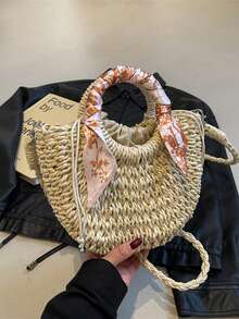 SIMUTINE Nouveau sac à bandoulière mode, sac bandoulière tressé pour femmes, sac cabas style polyvalent Ins, en tissu tressé, convient pour un usage quotidien, les courses, les déplacements, le travail, l'université - Blanc - Voir 11