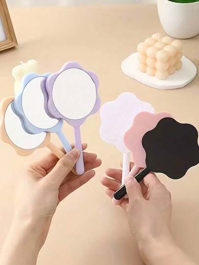 3pcs New Creative Flower Handheld MirrorDIY Cream Glue Makeup Gift Portable Mini Handle Cosmetic Mirror