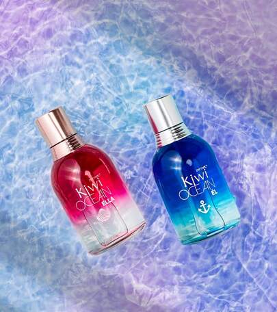 KIWI OCEAN ELLA Y KIWI OCEAN ÉL AROMA DE ALTA DURACIÓN EAU DE PARFUM 120ML + 15ML PERFUME PARA DAMA Y CABALLERO  ZERMAT