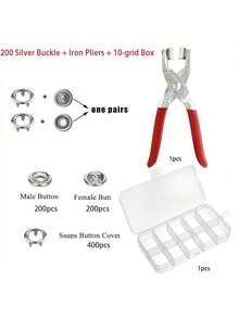 EDCUEBE7 50/200 nút bấm kèm kìm, bộ nút bấm vô hình liền mạch nhiều màu sắc và hộp đựng 10 ô, thích hợp cho đồ thủ công DIY, quần, yếm, mũ, giày dép, ô dù, may quần áo (nhiều màu nút bấm, không hộp) - Nhiều màu - Xem 24