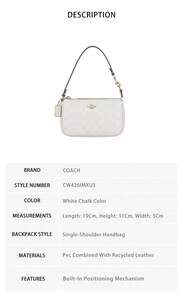 Coach Nolita Printed Women's Single Shoulder Handbag CW426IMXU5 - 粉筆白色CW426IMXU5 - 查看 7