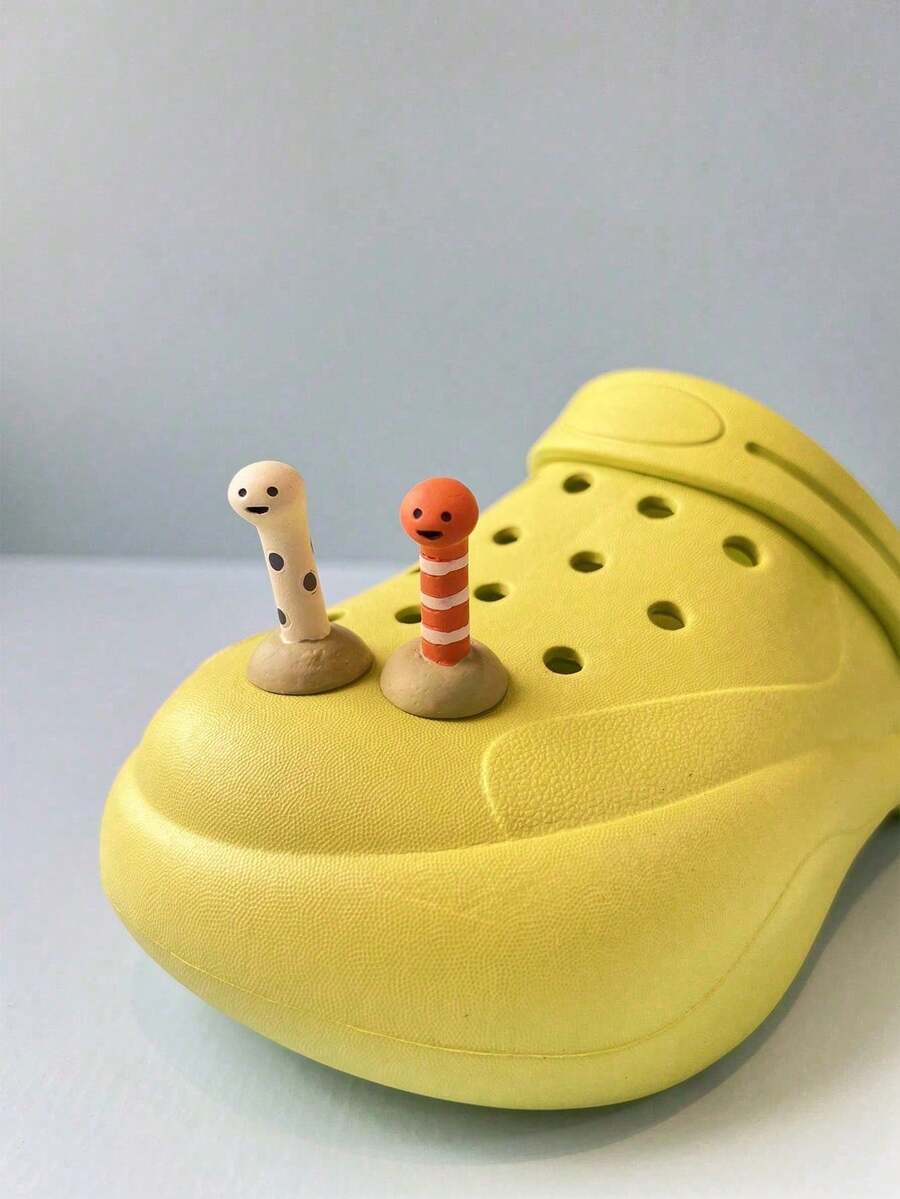 2pcs Cartoon Ocean Animal Series Spotted Moray Eel & Striped Moray Eel Shoe Charms, Suitable For Hollow Out Clogs, Beach Sandals - Multicolor - View 1