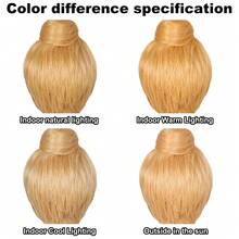 耐热合成纤维女士短款金色假发和直发束角色扮演服装假发嘉年华派对发型金发礼服假发 - 橘色 - 查看 7