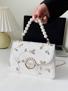 Sac à main brodé de perles, élégant et à la mode, pour femme. - Blanc - Voir 2