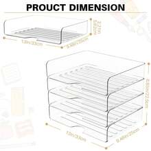 4 Pack A4 Acrylic Letter Tray – Stackable Document Organiser, Transparent Premium Clear Filing Organizer Trays For Magazines, Notes, A4 Size File Paper(Sturdy Design) - View 2