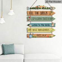 6pcs Charming Garden Rules Spring Floral Wooden Decor Set, Refresh For Spring, Relaxing Slogan Wall Decor, Fence Decor, Garden Decor, Balcony Decor, Spring Decor, Room Decor, Home Decor - Multicolor - View 7