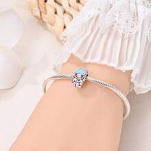 1PC925 Silver-Plated 'Travel' Charm Just Go! Red Travel Bag, Hamburger Cat, Music, ROCK Kitten, I Myself Happy Cat, Cute Mushroom, Little Hedgehog, Snail Head Mushroom Pendant Charms, Women's Original DIY Jewelry, Snake Bone Chain, Suitable For Music Festivals, Birthdays, Carnivals, And Ramadan Gifts - Multicolor - View 6