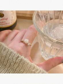 1pc Thorny Camellia Flowers Open Ring For Women Sweetheart Style Original Design Rose Shaped Adjustable Bff Matching Rings For Sisters Valentines Mom Mother Mother's Day Gift - Vàng - Xem 7