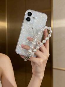 奢华炫彩贝壳纹理手机壳 + 仿珍珠蝴蝶结挂绳，兼容苹果 17、17 Pro、17 Pro Max、16 Pro Max、16 Pro、16、11、12、13、14、15、12 Pro Max、13 Pro Max、14 Pro Max、15 Pro Max，苹果手机保护壳 - 白色 - 查看 6