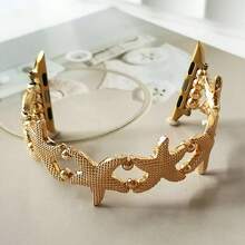 [Vacation Style Strap] 1pc Elastic Starfish Watch Band, Compatible With Apple Watch Bands 38/40/41/42/44/45/46/49mm, Zinc Alloy Stretch Strap, Suitable For Apple Watch Ultra 3/2/1 Series 1-11, Vacation Style Strap - Multicolor - View 4