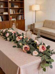 1.8米人造丝牡丹花藤装饰，适用于卧室、客厅、婚礼装饰、新娘捧花、拱门、派对、圣诞节、感恩节、返校季、情人节、园艺等场合。 - 彩色 - 查看 1