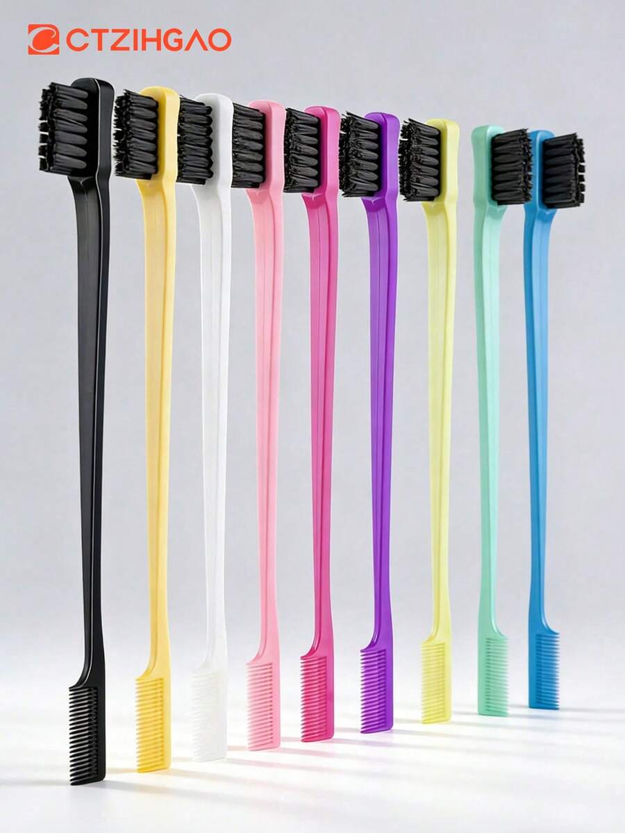 发际线梳 发际线梳 双面发际线梳 自然造型眉梳，女士顺滑修容双面发际线定型梳和造型梳套装 - 柔软尼龙刷毛，双面设计，轻松梳理和抚平毛躁碎发，专业美发沙龙造型工具，染发刷