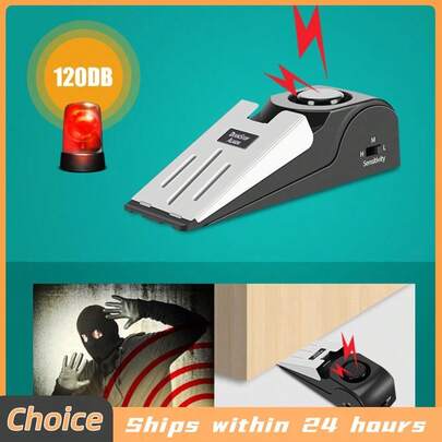 Wedge-Shaped Alarm Anti-Theft Door Stopper Block Alarm Wireless Stainless Steel Cover Small Sensitivity Portable For Apartment