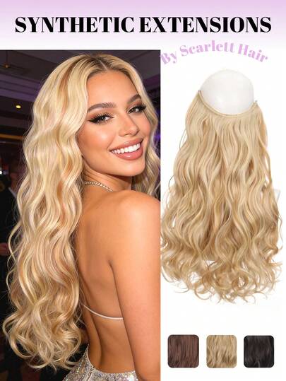 1个隐形鱼线发夹，金色波浪自然发片，适合女性日常佩戴、派对、节日、音乐节等场合，适合细软发质、新手及所有肤色，也可用于美发沙龙、角色扮演、婚礼、Y2K、洛丽塔、JK等场合。