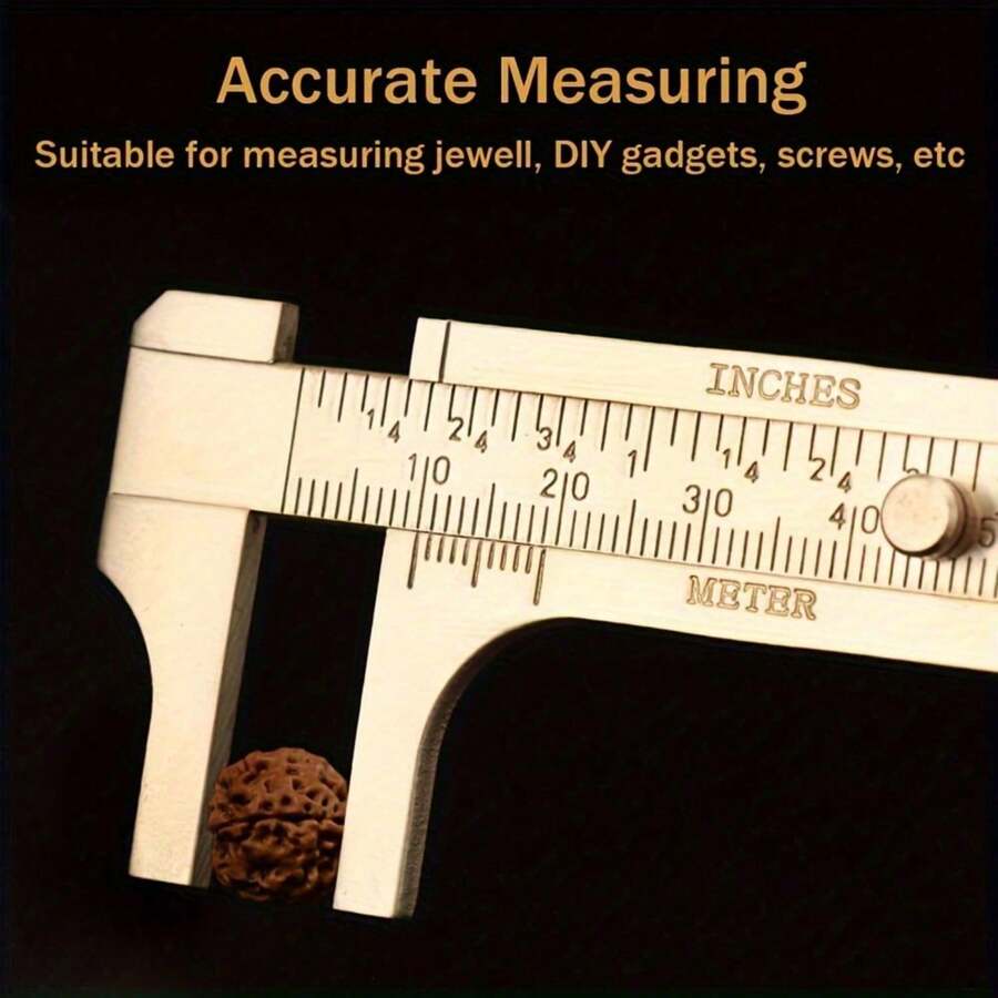 Ultra Precision Measuring Vernier Caliper, 100mm Dual Scale Measuring Tool, Durable Brass Material, Metric/Imperial MM Inch, Durable Metal For Jewelry Making And Precision Measurement, No Need For Power Supply, Jewelry Making Tools And Accessories - A - View 1
