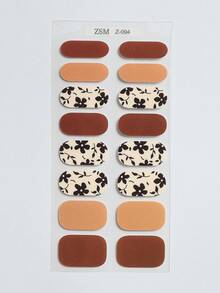 半固化凝胶美甲贴，果冻米色，16片装，无需UV灯，沙龙品质，持久耐用 - 彩色 - 查看 5