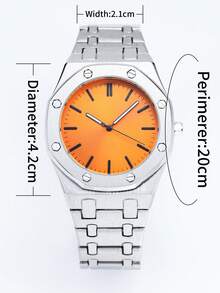 1pc Men's Quartz Watch, Minimalist Fashion Design, Versatile, Steel Strap, Waterproof, Luminous, Business Watch - Silver - View 7