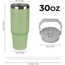 30oz Water Bottles Stainless Steel Insulated Tumbler With Carry Handle Double Walled Leak Proof Fits Most Cup Holder Water Cup With Lid And Straw For Gym Home Office Travel A-Z Purple Pattern - Green - View 2