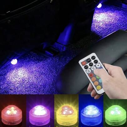 迷你旋转遥控水下灯，LED RGB变色防水蜡烛灯，适用于汽车、泳池、池塘、花瓶、浴缸、水族箱、喷泉等水下照明
