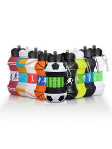 550ml Soccer Ball Foldable Silicone Cup Portable Collapsible Water Cup With Carabiner For Kids Outdoor Sports Travel Camping - Multicolor - View 8