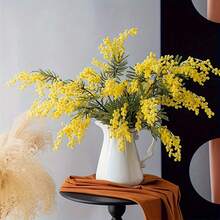 1pc High Quality Artificial Mimosa (Mimosa/Wattle), 19.69 Inches Long Spring Artificial Yellow Fuzzy Flower With Long Stem, Suitable For Vase Decor, Wedding Decoration, Home Decor And Various Occasions - Multicolor - View 3