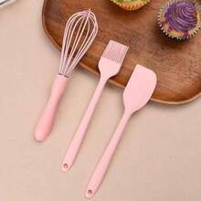 3pcs Heat-Resistant Silicone Baking Set, Including Spatula, Basting Brush, And Hand Whisk, Suitable For Home Baking - Multicolor - View 7