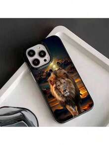 UE (DE et ES) Coques de téléphone avec motif coucher de soleil et lion majestueux, protection complète, anti-chute renforcé, étui TPU souple avec grands trous antichoc, étui premium élégant convenant aux séries 16/16Plus/16Pro/16ProMax/15Plus/15Pro/15/14Plus/14ProMax/14Pro/14/13Pro/13/12Pro/12ProMax/12/11ProMax/11/X/XsMax/XR. Cadeau parfait pour les anniversaires des hommes ou de la famille. - Noir - Voir 5