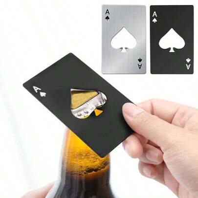 1pc Stainless Steel Credit Card Shaped Spade A Beer Bottle Opener, Suitable For Outdoor, Camping, Father's Day Gift