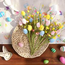 Easter Home Decor - Artificial Flowers With Eggs, Spring Indoor Outdoor Decorations, Easter Table And Tree Decor, Holiday Celebration (Pink Yellow) - Multicolor - View 5