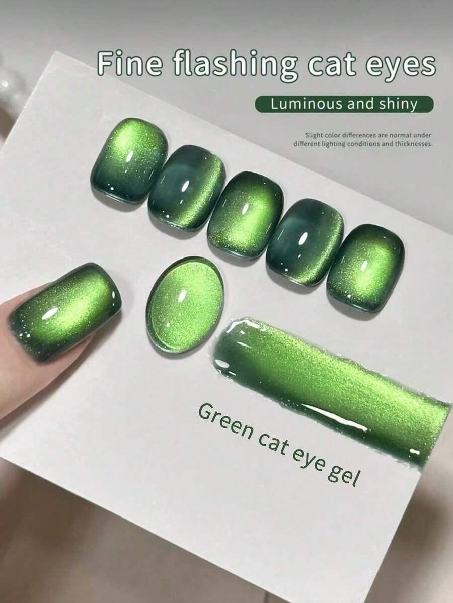SHANGFEIYA Esmalte de uñas de gel 10ml verde turquesa efecto ojo de gato, barniz de arte de uñas de verano con brillo magnético ojo de gato para manicura de salón y hogar - Multicolor - Ver 1
