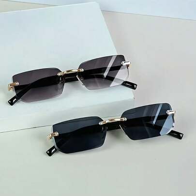 Bộ 5/2 chiếc kính đôi không gọng bằng kim loại kiểu cổ điển, lựa chọn quà tặng tốt nhất, phụ kiện thời trang cổ điển, chất lượng cao, bền bỉ, phù hợp cho cả nam và nữ trong nhiều dịp.