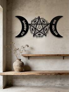1PC Triple Moon Pentagram Metal Wall Decoration - Witchcraft Decoration, Adorned With "As Above, So Below", Waterproof Outdoor Hanging, Suitable For Altars, Patios, And Gothic Homes, Unique Creative Gift - Multicolor - View 3