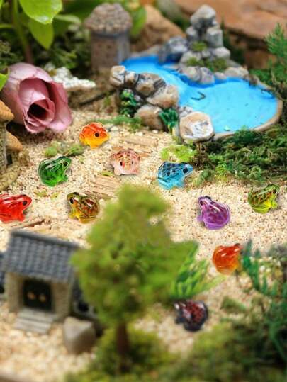 20pcs Mini Luminous Resin Frog Figurines - Glow-In-The-Dark Tiny Animal Decor For DIY Fairy Garden, Potted Plants, Micro Landscape, Glass Containers, Car Interior & Party Favors | Random Color Birthday Gift