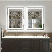 Espejo Luz Led De Pared Tocador Baño Touch Cambio 3 Luces Ángulo Recto 40x60cm - Negro - Ver 4